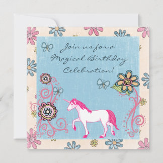 Magische Fantasie Einhorn Girl's Geburtstagseinlad Einladung
