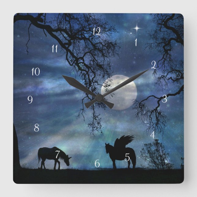 Magische Fantasie Einhorn und Pegasus Uhr (Vorderseite)