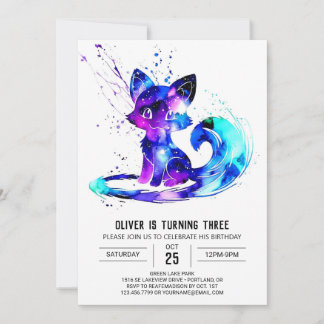 Magische Fantasie Fox Digital Boy Geburtstag Einladung