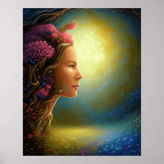 Magische Fantasie Gesicht Sonne fantastische Lands Poster (Vorne)