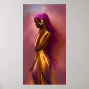 Magische Fantasy-Afrikanerin farbenfrohe Haare 4 Poster