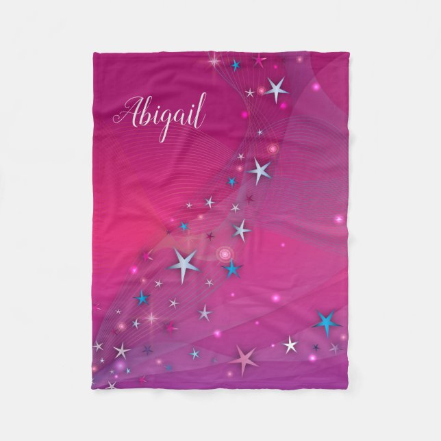 Magische Fantasy Dreamy Celestis Stars auf Magenta Fleecedecke (Vorderseite)