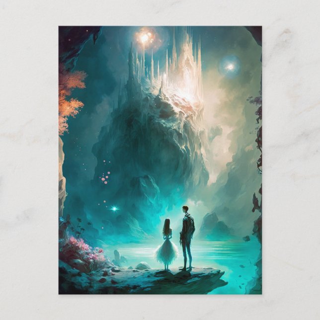 Magische Fantasy Landschaft Postkarte (Vorderseite)