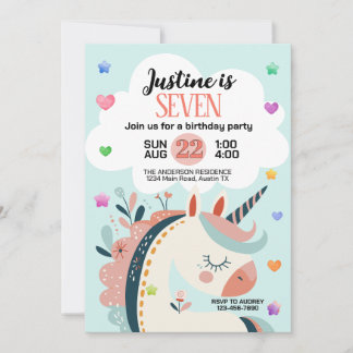 Magische Fantasy Unicorn Geburtstagsparty Einladung