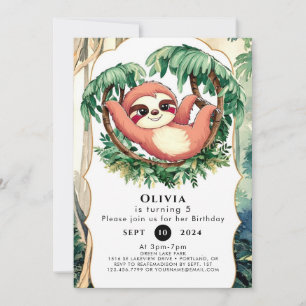 Magische Farbe Sloth Birthday Einladung