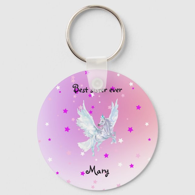 Magische Farbe Start weiß Einhorn Schlüsselanhänger (Vorderseite)