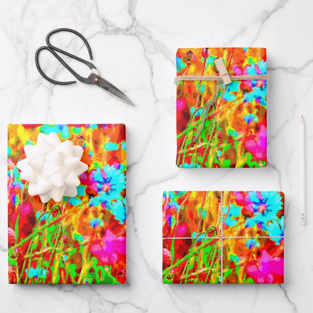 Magische Farben Blühen Pop Kunst, Dichtung und Mus Geschenkpapier Set (Vorderseite)
