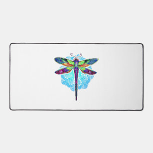 Magische farbenfrohe Libelle Mandala Schreibtischunterlage