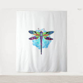 Magische farbenfrohe Libelle Mandala Wandteppich