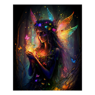 Magische Fee verzauberter Forest Fantasy Pixie Sta Poster