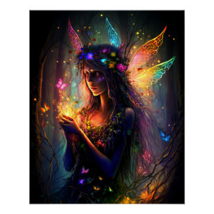 Magische Fee verzauberter Forest Fantasy Pixie Sta Poster