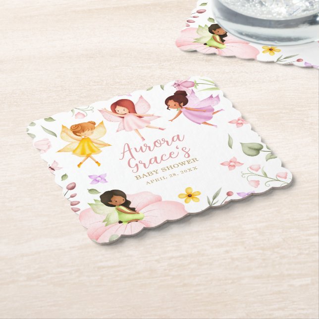 Magische Fee Verzauberter Garten Pink Babydusche Untersetzer (angewinkelt)