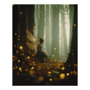 Magische Fee verzauberter Wald Herbst-Pixel Poster