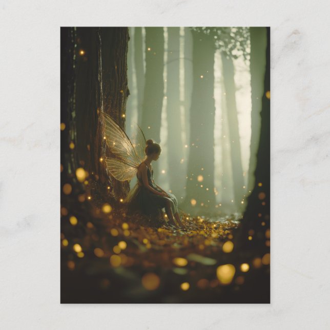 Magische Fee verzauberter Wald Herbst-Pixel Postkarte (Vorderseite)
