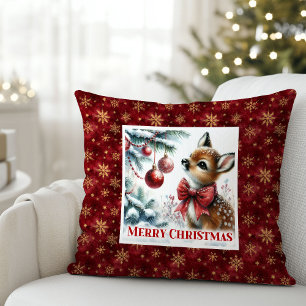 Magische festliche Szene Baby Reh Weihnachts-Kisse Kissen