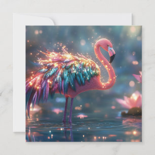 Magische Flamingo Fantasy Kunst mit farbenfrohen F Feiertagskarte