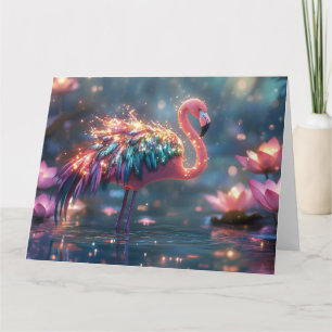 Magische Flamingo Fantasy Kunst mit farbenfrohen F Karte