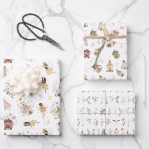Magische Florale Feenprinzessin Geburtstagsfeier Geschenkpapier Set