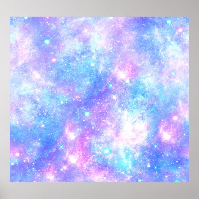 Magische Galaxie: Pink Blue Star Print Poster (Vorne)