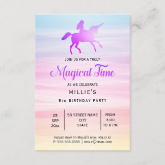 Magische Geburtstags-Party Einladung des Unicorn-|