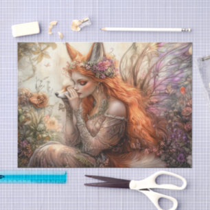Magische geflügelte Fuchs-Fee Decoupage Seidenpapier
