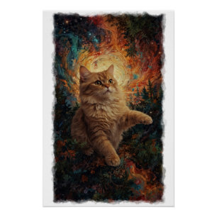 Magische Ginger-Kätzchen-Weihnachtskunst Poster