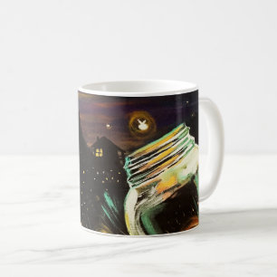 Magische Glühwürmchen im Mason-Glas unter dem mond Kaffeetasse