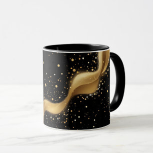 Magische Goldstaubwelle auf schwarz Tasse