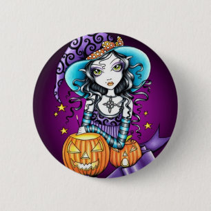 Magische HALLOWEEN Kürbis-Hexe Lisas Button