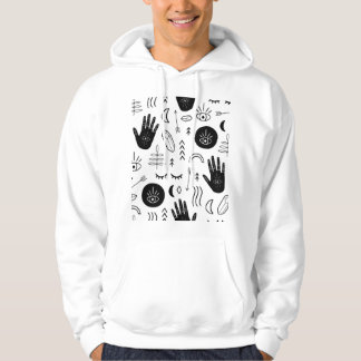 Magische Hände, Mond, ethnisches Muster. Hoodie