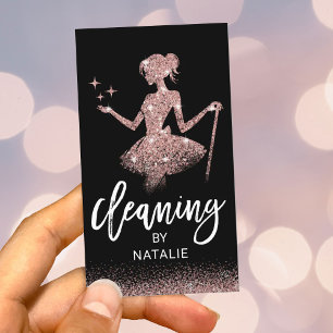 Magische Haushaltshilfe Reinigung Rose Gold Glitze Visitenkarte
