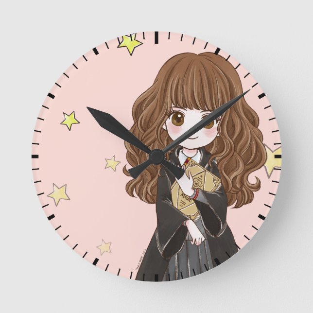 Magische Hermione Granger Wasserfarbe Runde Wanduhr (Vorderseite)
