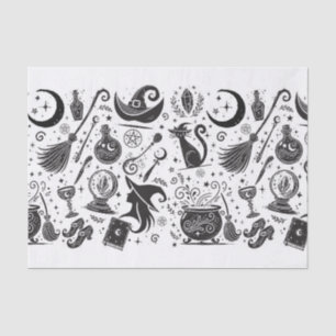 Magische Hexe Whimsical Wicca Heide Schwarz & Weiß Seidenpapier