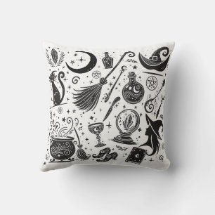 Magische Hexe Whimsical Wiccan Heidin Schwarz & We Kissen