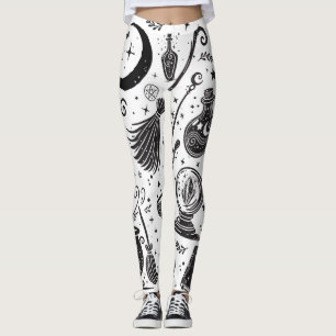 Magische Hexe Whimsical Wiccan Heidin Schwarz & We Leggings