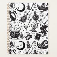 Magische Hexe Whimsical Wiccan Pagan Black & White
