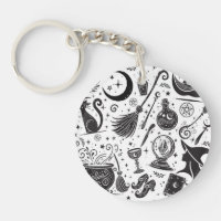 Magische Hexe Whimsical Wiccan Pagan Black & White