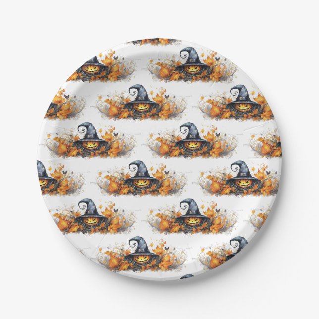 Magische Hexen und Zauberer-Halloween-Party Pappteller (Vorderseite)