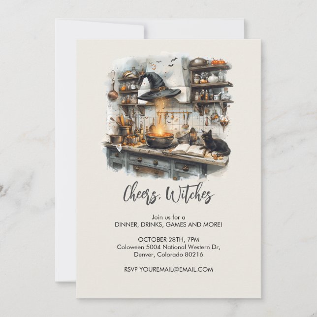 Magische Hexenküche, Halloween Einladung (Vorderseite)