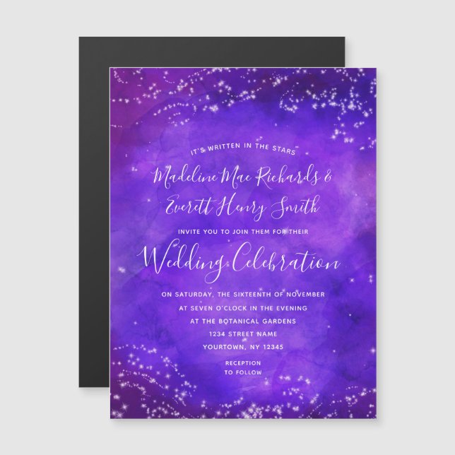 Magische Hochzeitseinladung der Starry Night Galax Magneteinladung (Vorne/Hinten)