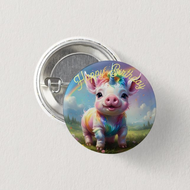 "Magische Hooves: Der Regenbogen Einhornschwanz" Button (Vorne & Hinten)