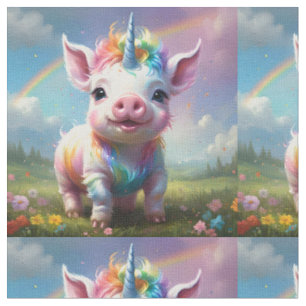 "Magische Hooves: Der Regenbogen Einhornschwanz" Stoff