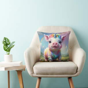 "Magische Hufe: Das Regenbogen-Einhorn-Schwein" Kissen