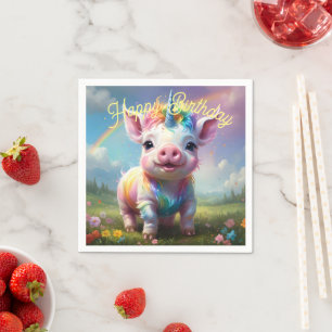"Magische Hufe: Das Regenbogen-Einhorn-Schwein" Serviette