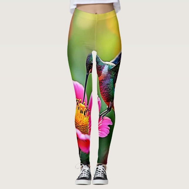 Magische Hummingbird Moments Design Leggings (Vorderseite)