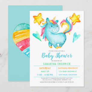 Magische Jungen Einhorn-Baby-Party Einladung