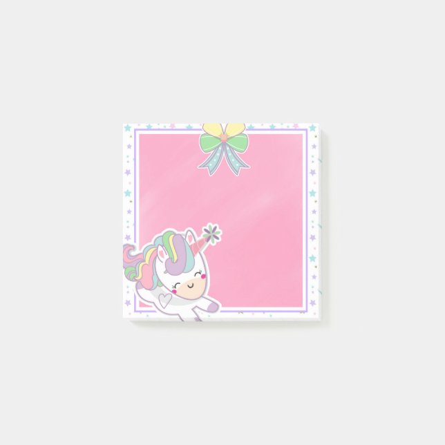 Magische Kawaii-Einhornpasteten Post-it Klebezettel (Vorderseite)