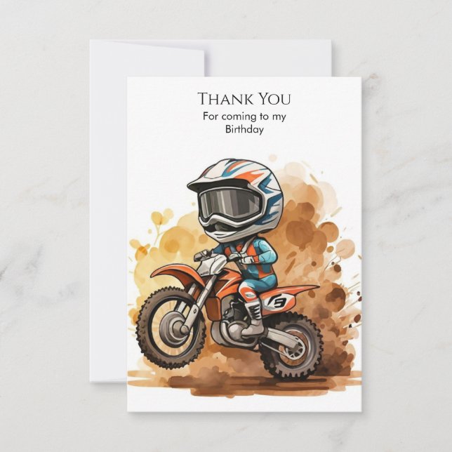 Magische Kinder-Motorrad Geburtstag Dankeskarte (Vorderseite)