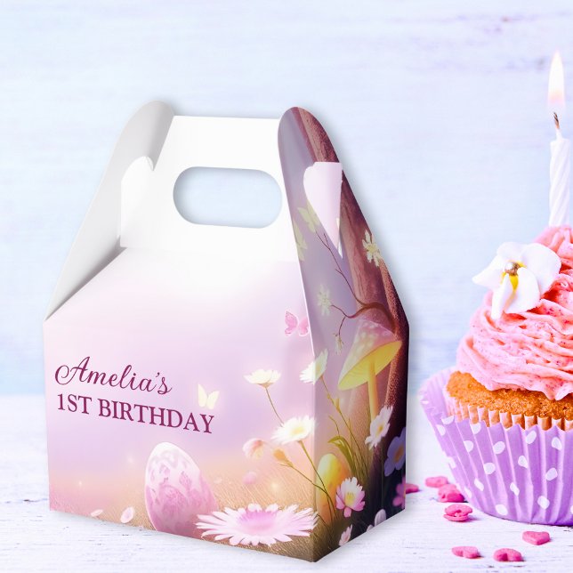 Magische Kinder Rosa Osterfest Geburtstag Geschenkschachtel (Magical Kids Pink Easter Themed Birthday Favor Boxes)