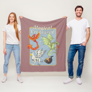 Magische Kreaturen Vintage-Grafik Fleecedecke
